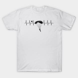 Parachute Heartbeat Skydiving Sykdive Pulse T-Shirt